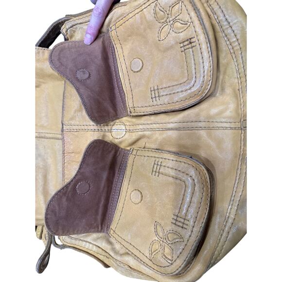 100% Lamb Skin RARE Vtg LUCKY Brand.Stash Bag Distressed ItalianLeather Flower - Picture 5 of 12